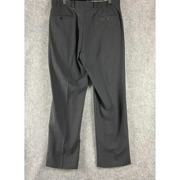 Brooks Brothers 346 Stretch Wool 2 Piece Suit Gray Striped Blazer 44R Pant 35x31